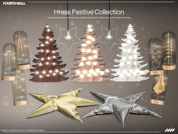 Sims 4 — Fourth Wall - Hress Star Cushion by VentaStudio — Leaning Wood Tree