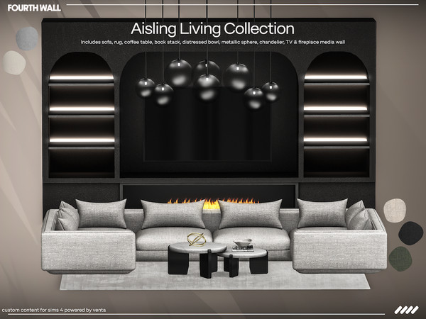 Sims 4 — Fourth Wall - Beck TV Unit Fire Insert by VentaStudio — Includes: