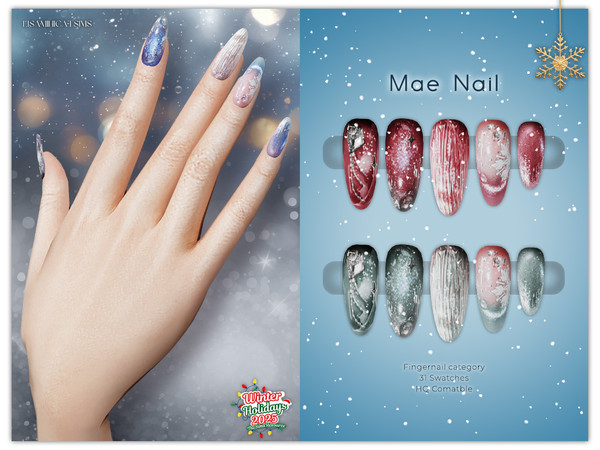 Sims 4 — LMCS Mae Nail by Lisaminicatsims — -Fingernail category -HQ comatble -31 swatches