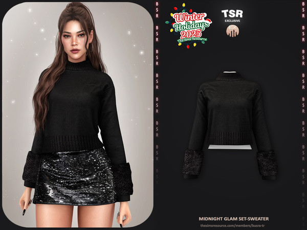 Sims 4 — Midnight Glam Set - Sweater BD1649 by busra-tr — - Set Inclued : Sweater - Skirt - 10 Swatches - For Female