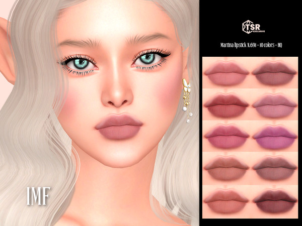 Sims 4 — IMF Martina Lipstick N.691 by IzzieMcFire — Martina Lipstick N.691 contains 10 colors in hq texture. Standalone