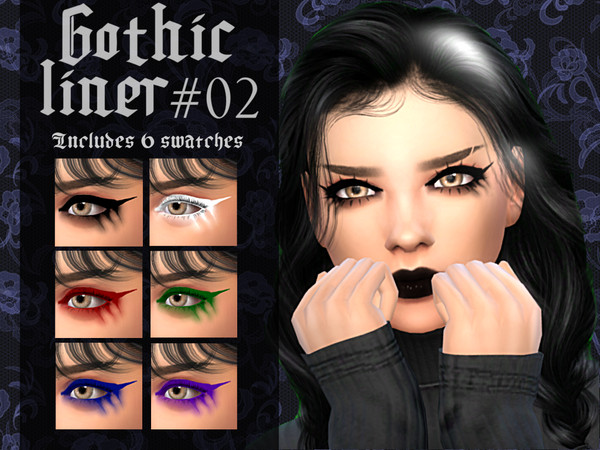 Sims 4 — Gothic Liner N02 by _alttrait_ — A cool graphic liner for a subtle gothic look! Eyeliner comes with 6 coloured