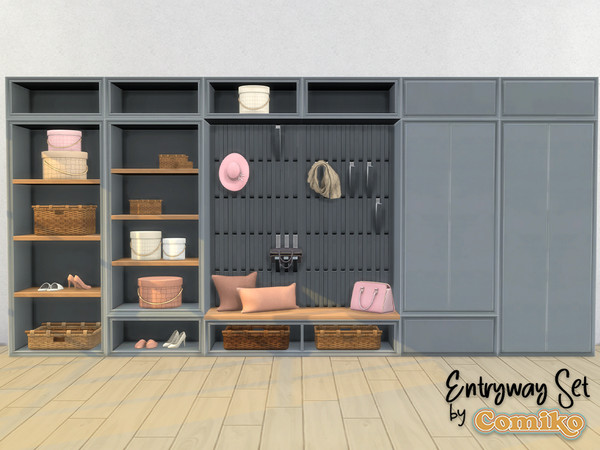 Sims 4 — Entryway Set Part 3 by Comiko — Part 3 - Entryway Set is base game compatible and consist of 7 items - Box V1,