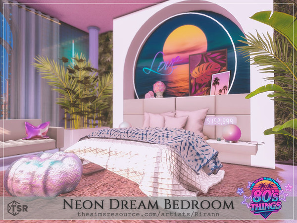 Sims 4 — 80s Things - Neon Dream Bedroom by Rirann — Neon Dream is a vibrant bedroom inspired by the 1980s
