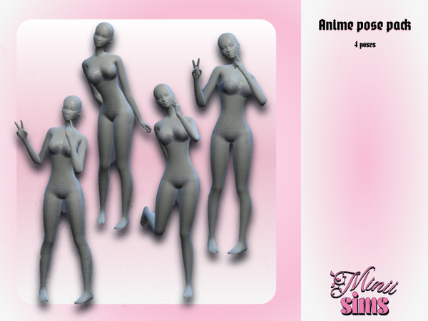 Sims 4 — Anime pose pack by Minii_sims4 — To use the pose you will need the Pose Player and Teleport Any Sim. It also