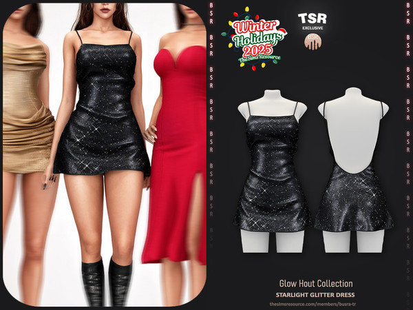 Sims 4 — Glow Hour Collection - Starlight Glitter Dress BD1650 by busra-tr — - Set Inclued : Dress x4 - Top x2 - Skirt x2