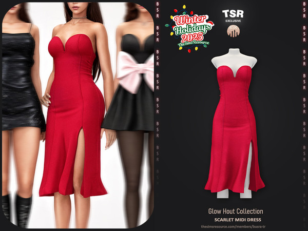 Sims 4 — Glow Hour Collection - Scarlet Midi Dress BD1650 by busra-tr — - Set Inclued : Dress x4 - Top x2 - Skirt x2 - 10