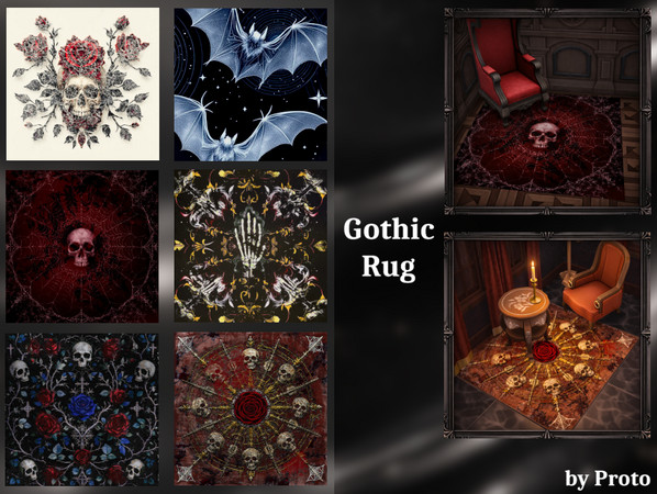 Sims 4 — Gothic Rug by ProtoInHeaven — Gothic Rug - for truly dark souls, but with kind hearts.