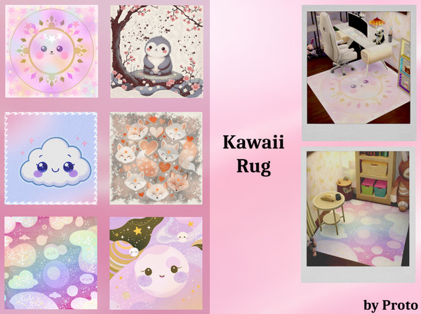 Sims 4 — Kawaii Rug by ProtoInHeaven — Kawaii Rug - sweet and tasty! Ready to say "nyah"?