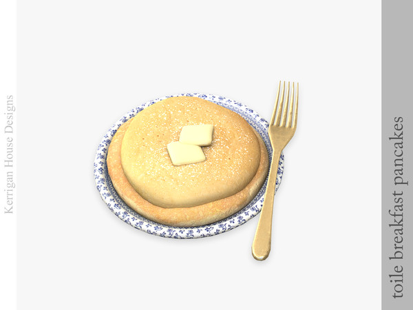 Sims 4 — Toile Breakfast Pancakes by kerriganhouse — An elegant Toile de Jouy theme breakfast set.