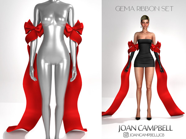 Sims 4 — GEMA RIBBON SLEEVES ACC by Joan_Campbell_Beauty_ — INCLUDES: DRESS (9 swatches)