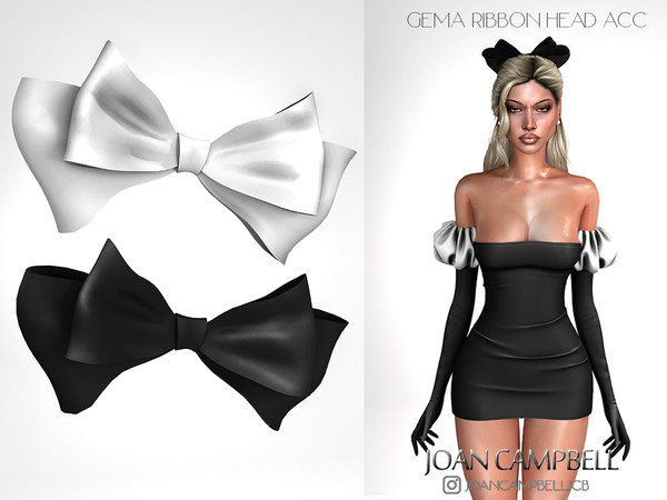 Sims 4 — GEMA RIBBON HEAD ACC by Joan_Campbell_Beauty_ — INCLUDES: DRESS (8 swatches)