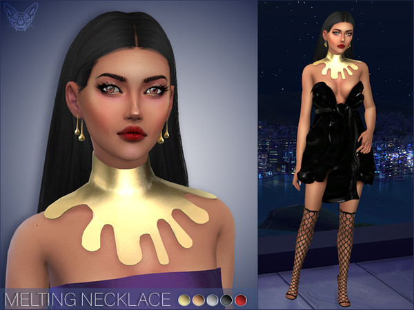 Sims 4 — Melting Necklace by feyona — Melting Necklace comes with 5 swatches.