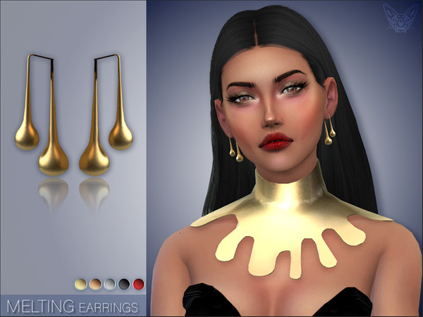 Sims 4 — Melting Earrings by feyona — Melting Earrings come with 5 swatches.