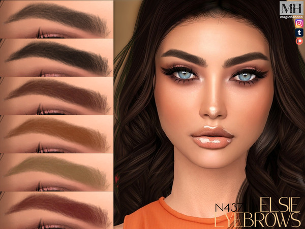 Sims 4 — Elsie Eyebrows N437 by MagicHand — Thick brows in 13 colors - HQ Compatible.