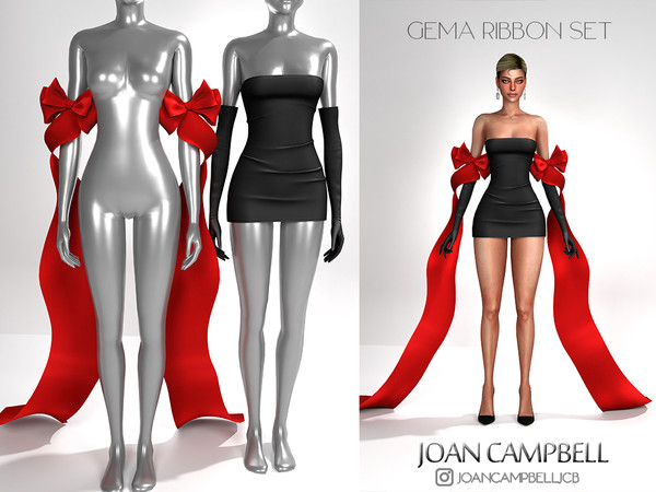 Sims 4 — GEMMA RIBBON SET by Joan_Campbell_Beauty_ — INCLUDES: DRESS (9 swatches)