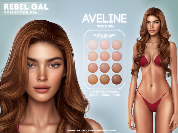 Sims 4 — Rebel Gal - Aveline Skin (Overlay) by VentaStudio — 42 Swatches