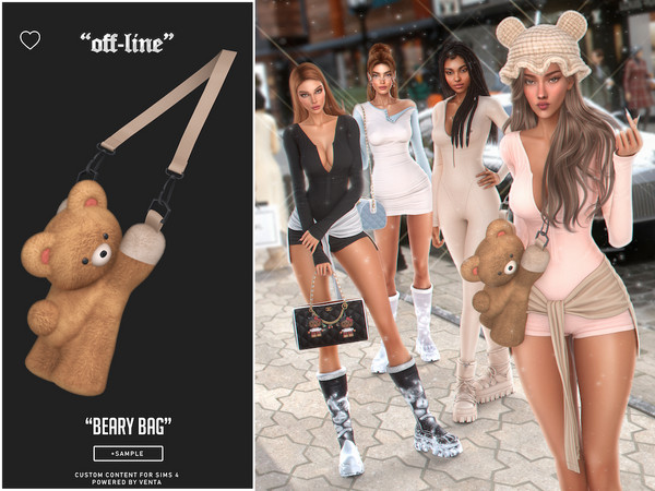 Sims 4 — Off-Line - Beary Bag by VentaStudio — - 5 Swatches (63 Swatches on Patreon)