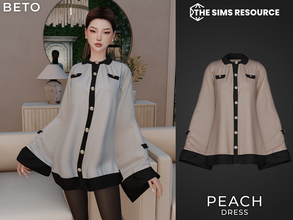 Sims 4 — Peach (Dress) by Beto_ae0 — Dress inspired by Korean fashion, minimalist and elegant
