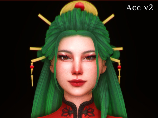 Sims 4 — [Magic._.sims] fengxian hair ACCv1 by magic_sims3 — Hair + ACC (2 versions)