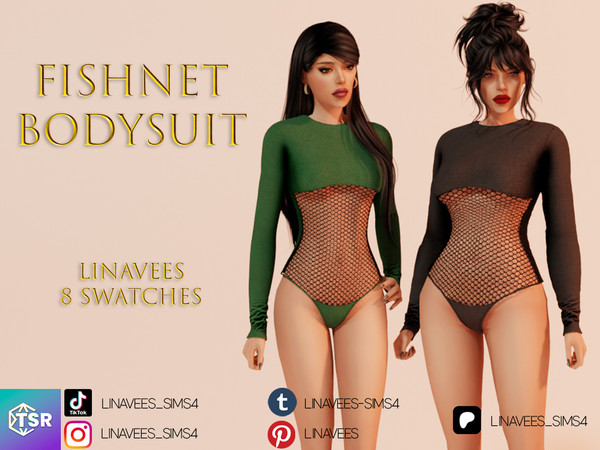 Sims 4 — MARLEE - FISHNET BODYSUIT by linavees — New Mesh