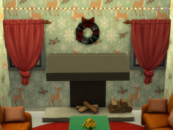 Sims 4 — Christmas wallpaper by ATinyBitWicked — I used to make recolors on tumblr and I wanted to try something new with