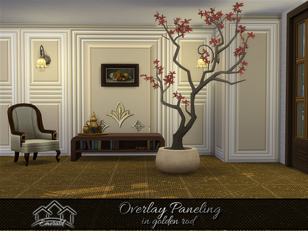Sims 4 — Overlay Paneling in golden rod 1 by Emerald — Overlay paneling frequently used at dining rooms,living rooms,