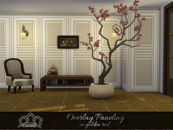Sims 4 — Overlay Paneling in golden rod 2 by Emerald — Overlay paneling frequently used at dining rooms,living rooms,
