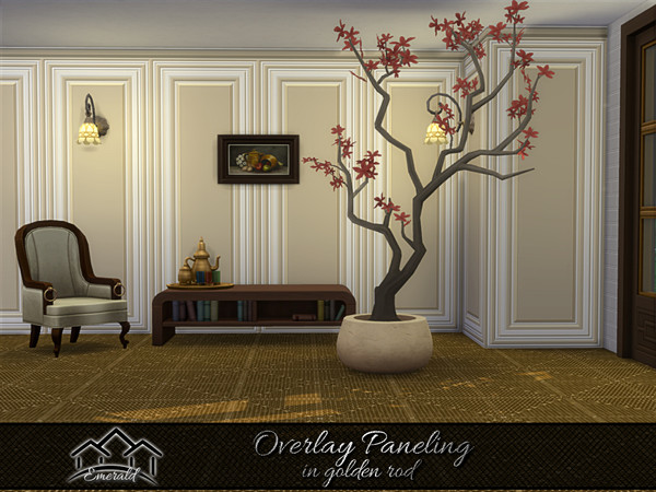 Sims 4 — Overlay Paneling in golden rod 3 by Emerald — Overlay paneling frequently used at dining rooms,living rooms,