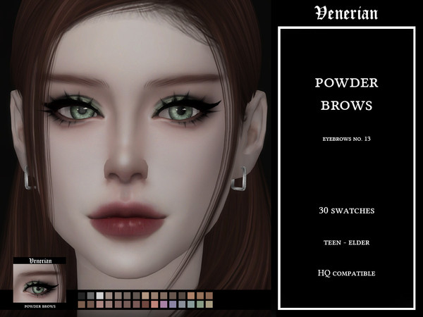 Sims 4 — Powder Brows (Eyebrows no.13) by Venerian by Venerian — 30 swatches Teen to Elder No gender or frame