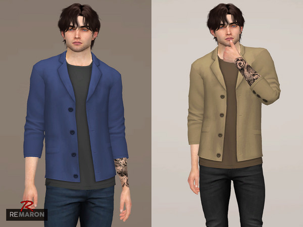 Sims 4 — Suits with shirt Menswear by remaron — Suits with shirt for Male Sims, teens to elders in The Sims 4