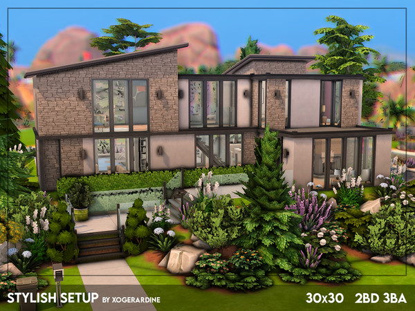 Sims 4 — Stylish Setup (NO CC) by xogerardine — Another house from The Sims 2 that has the vibes, I just can't explain.