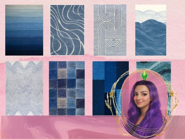 Sims 4 — Blue Tones Rug by gokcemsims — A decorative rugs inspired by layered shades of blue and soft fabric texture.