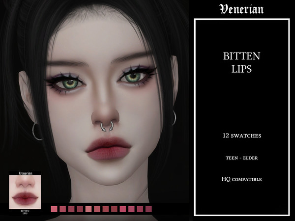 Sims 4 — Bitten Lips by Venerian by Venerian — 9 swatches Teen to Elder Feminine fashion choice, no gender or frame
