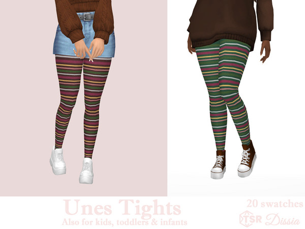 Sims 4 — Unes Tights by Dissia — Colorful striped tights