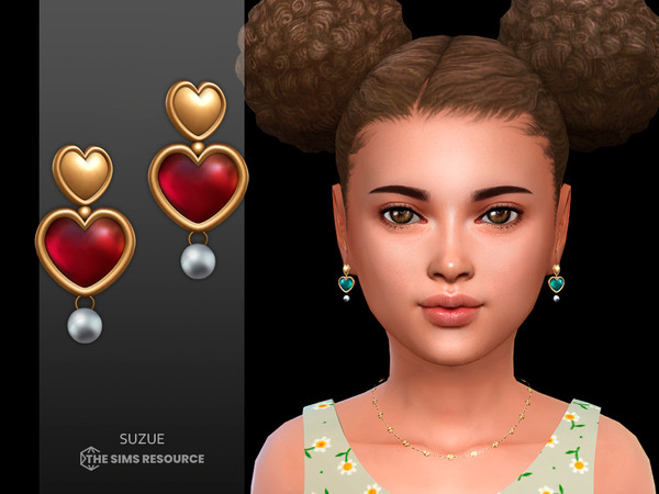 Sims 4 — Alma Earrings Child by Suzue — New Mesh (Suzue)