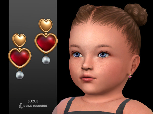 Sims 4 — Alma Earrings Infant by Suzue — New Mesh (Suzue)