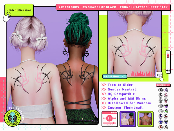 Sims 4 — Rebel Path Tattoo by unidentifiedsims — 12 Colours