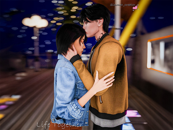 Sims 4 — Life together by Simmer_creator9 — 6 couple poses CC: Phone bike Luggage Teleporter & Pose Player required