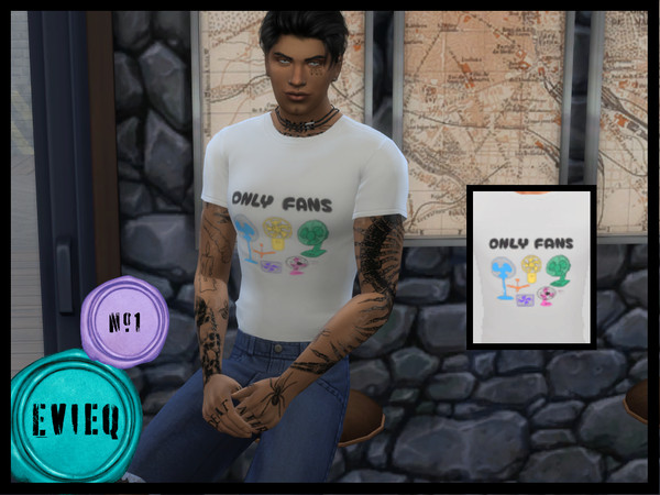 Sims 4 — Only Fans Male T-Shirts by btaylor19 — I like a good pun, and here's one I wear in real life on a t-shirt. Enjoy