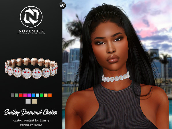Sims 4 — November - Smiley Diamond Choker (Patreon Exclusive) by VentaStudio — Smiley Diamond Choker 20 Swatches