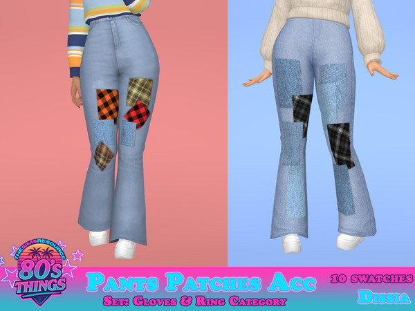 Sims 4 — Pants Patches Accessory (Gloves) by Dissia — Accessory patches on pants to cover holes or add some style