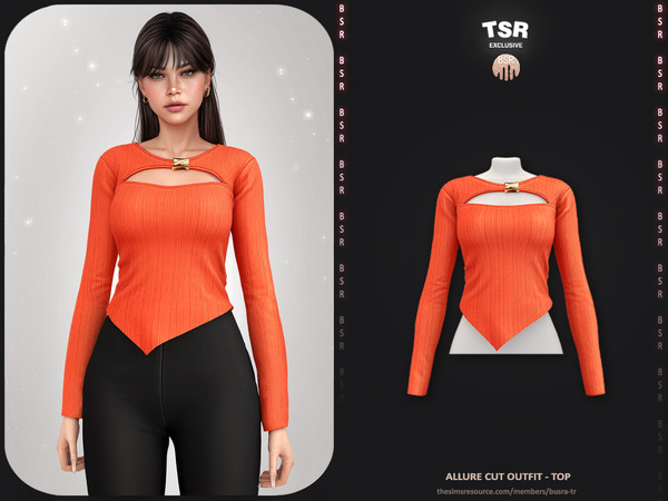 Sims 4 — Allure Cut Outfit - Top BD1653 by busra-tr — - Set Inclued : Top - Legging - 10 Swatches - For Female (Teen to