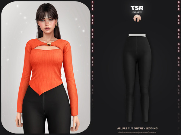 Sims 4 — Allure Cut Outfit - Legging BD1653 by busra-tr — - Set Inclued : Top - Legging - 10 Swatches - For Female (Teen