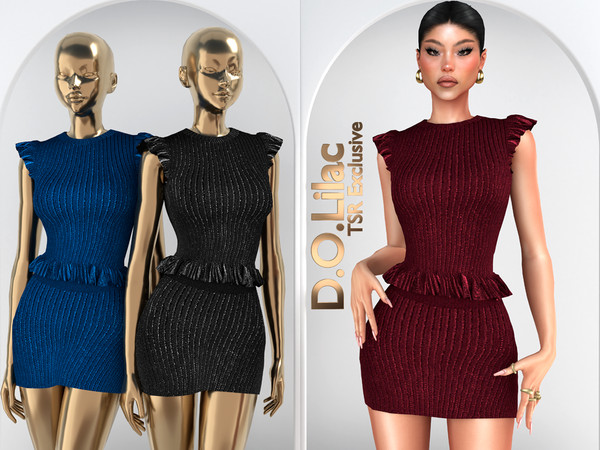 Sims 4 — Sparkle Knit Glam Set DO122 by DOLilac — Includes: (Top + Bottom)