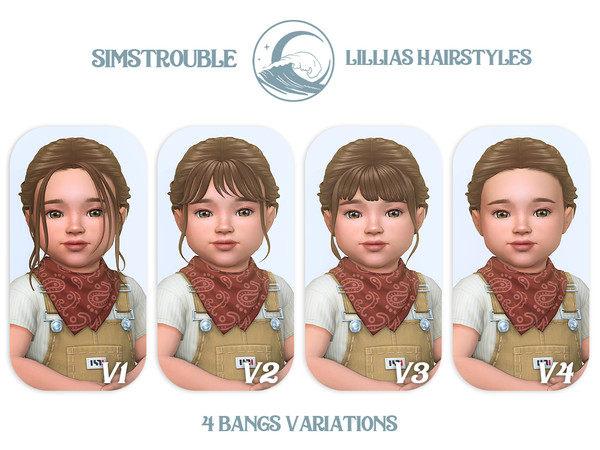 Sims 4 — simstrouble_ToddlerHair_LilliasV4 by simstrouble — A French braid with four bangs variations Base Game