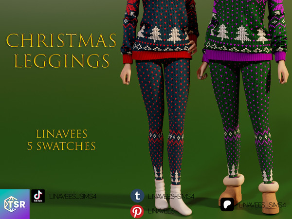 Sims 4 — CHRISTMAS LEGGINGS by linavees — New Mesh