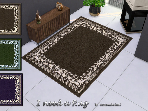 Sims 4 — I need a Rug2 by matomibotaki — Timeless, chic rug with a floral pattern in 3 different colors, each item with