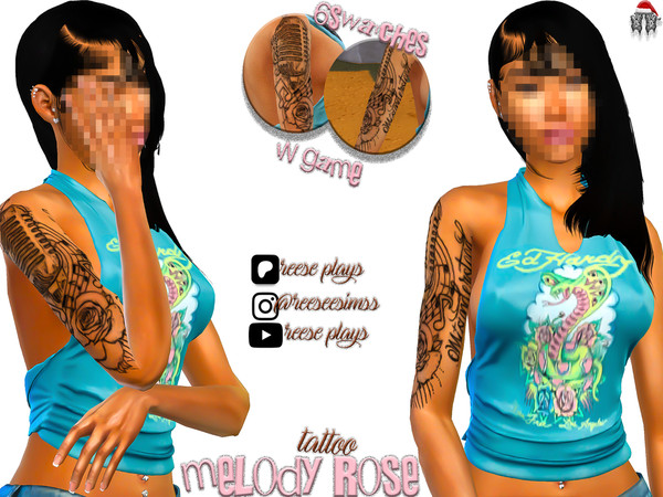 Sims 4 — Melody-Rose Tattoo by fairyreese — Melody-Rose Quarter Sleeve Tattoo