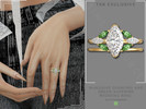 Sims 4 — Marquise Diamond and Green Sapphire Wedding Ring by Glitterberryfly — A gold wedding and engagement ring combo,